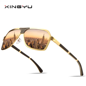 Поляризованные солнцезащитные очки XINGYU Мужские Роскошные Брендовые дизайнерские Металлические квадратные Солнцезащитные очки Мужские Очки для вождения и рыбалки UV400 Eyewear