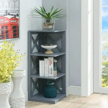 Оксфордский 3-х уровневый угловой книжный шкаф с несколькими отделками, подставка для домашнего декора, книжная полка