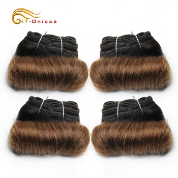 Бразильские Вьющиеся Волосы 4 Пучка Дважды Нарисованных Человеческих Волос 5 5 6 7 Дюймов Remy Hair Weave Пучки 1B 27 30 99J Цвет Для Чернокожих Женщин