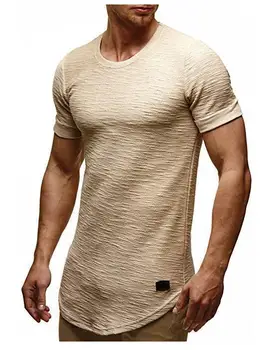 № 2 A1393, летние новые мужские футболки, однотонные, приталенные, трендовые, повседневные, с короткими рукавами